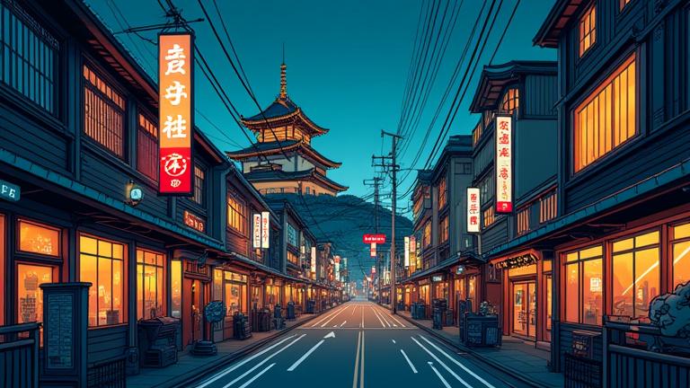 大阪の街並みをモチーフにしたポッドキャストカバーアート